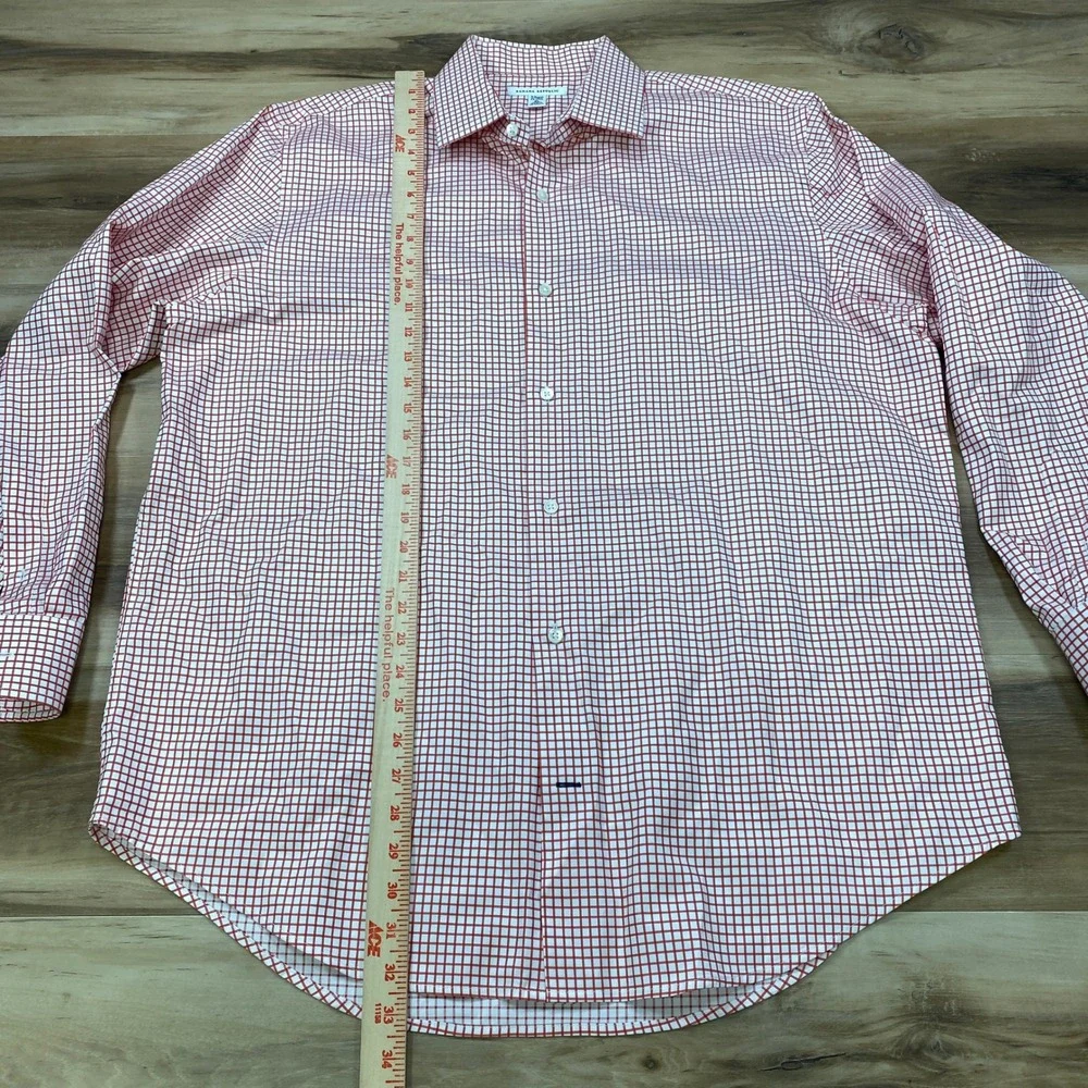 Banana Republic Shirt Men XL Classic Red White Windowpane Cotton Button Down Ivy